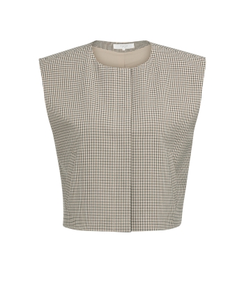 Yaya Geruit geweven gilet met schou 990791