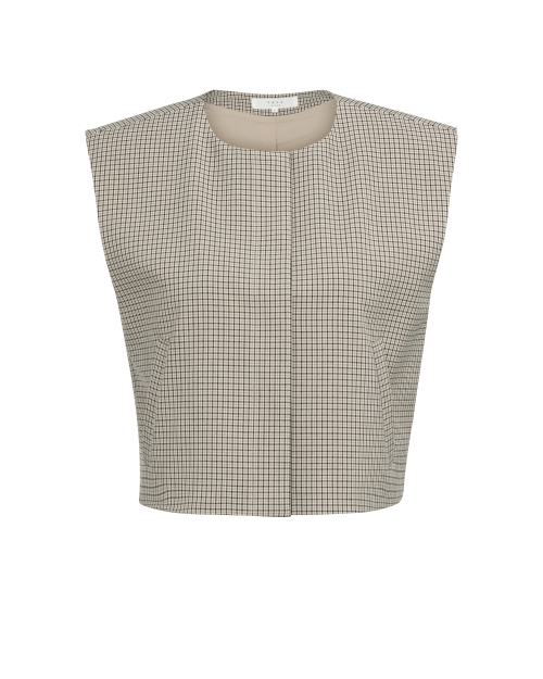 Yaya Geruit geweven gilet met schou 990791