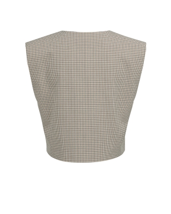 Yaya Geruit geweven gilet met schou 990791