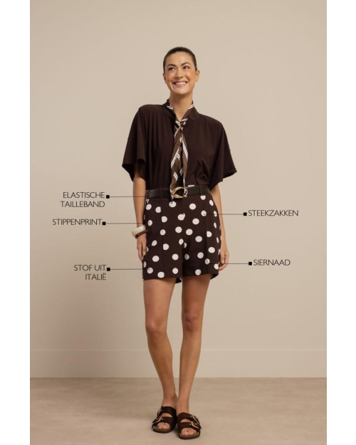 Studio Anneloes Lisanne dot shorts 8717 espresso/ecru