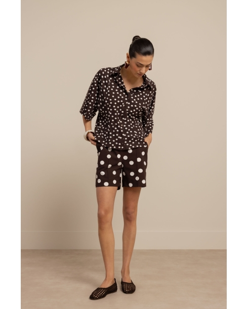Studio Anneloes Fabienne dot blouse 8717 espresso/ecru