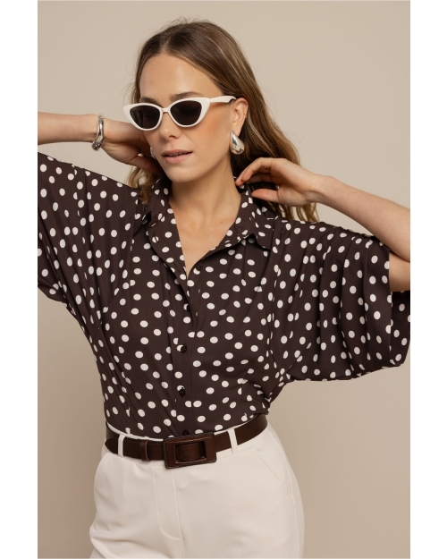 Studio Anneloes Fabienne dot blouse 8717 espresso/ecru