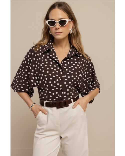 Studio Anneloes Fabienne dot blouse 8717 espresso/ecru