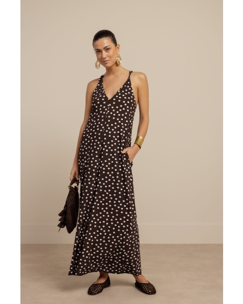 Studio Anneloes Norah 2way dot dress 8717 espresso/ecru