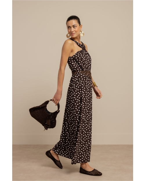 Studio Anneloes Norah 2way dot dress 8717 espresso/ecru