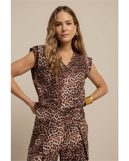 Studio Anneloes Leone leopard vneck top 9997 multi color