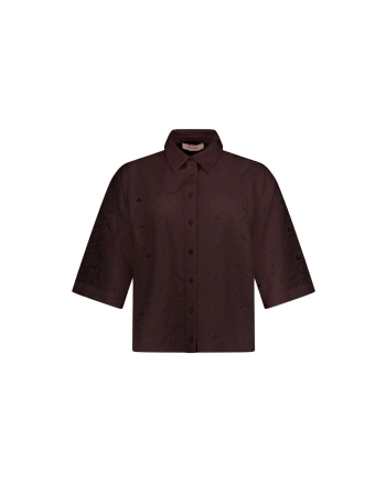 Studio Anneloes Nyra broderie blouse 8700 espresso