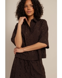 Studio Anneloes Nyra broderie blouse 8700 espresso
