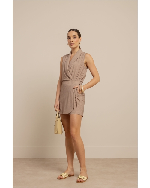 Studio Anneloes Hanne linen look wrap top 2200 latte