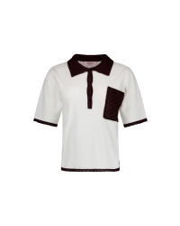 Studio Anneloes Jemy crochet polo 1787 ecru/espresso