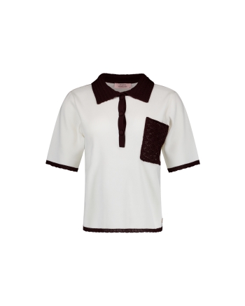 Studio Anneloes Jemy crochet polo 1787 ecru/espresso