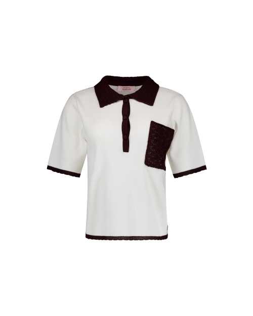 Studio Anneloes Jemy crochet polo 1787 ecru/espresso