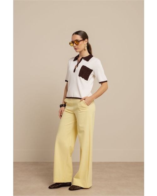 Studio Anneloes Jemy crochet polo 1787 ecru/espresso
