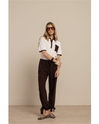 Studio Anneloes Jemy crochet polo 1787 ecru/espresso