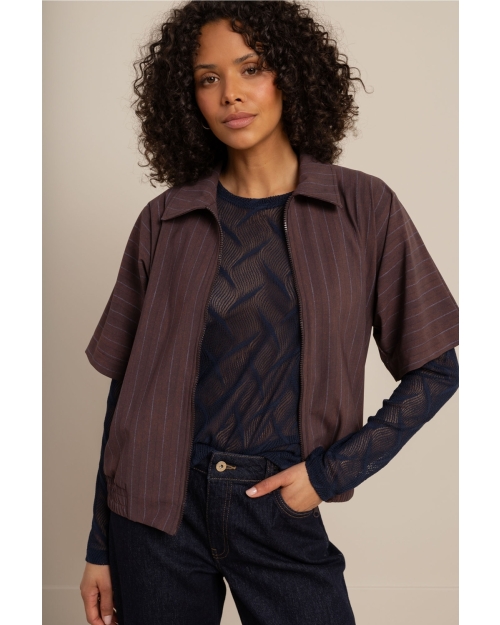 Studio Anneloes Marcella stripe jacket 8687 chestnut/espresso