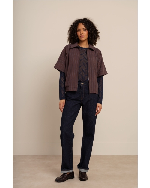 Studio Anneloes Marcella stripe jacket 8687 chestnut/espresso