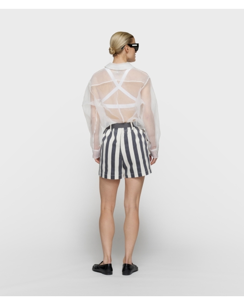 10 Days utitlity shorts stripes 3085 ecru/steel blue