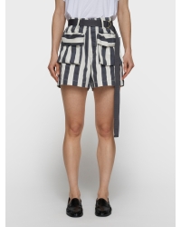 10 Days utitlity shorts stripes 3085 ecru/steel blue