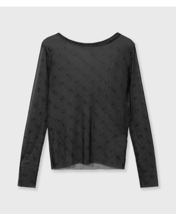 10 Days mesh long sleeve monogram 1335 steel blue