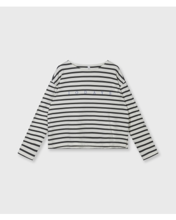 10 Days boat neck top stripes 3085 ecru/steel blue