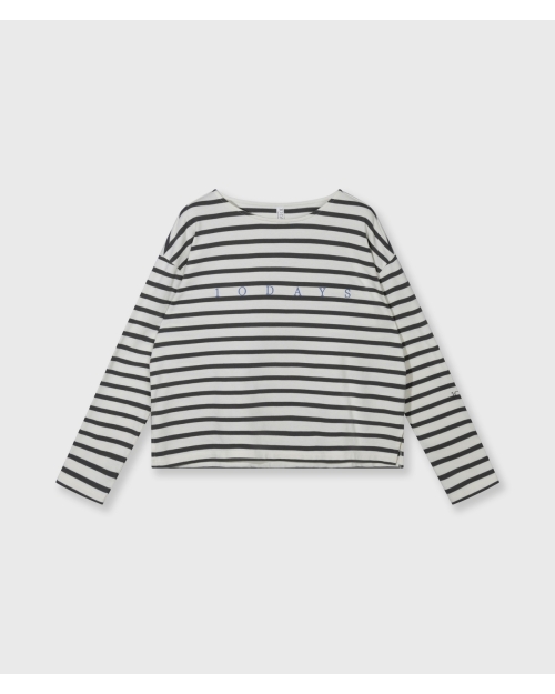 10 Days boat neck top stripes 3085 ecru/steel blue
