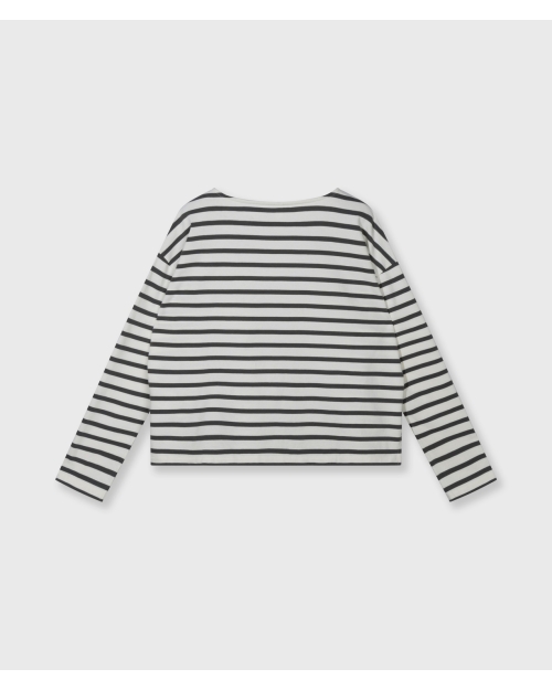 10 Days boat neck top stripes 3085 ecru/steel blue