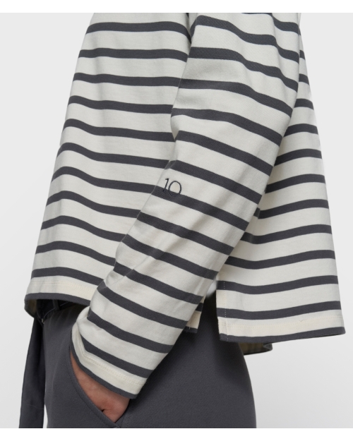 10 Days boat neck top stripes 3085 ecru/steel blue