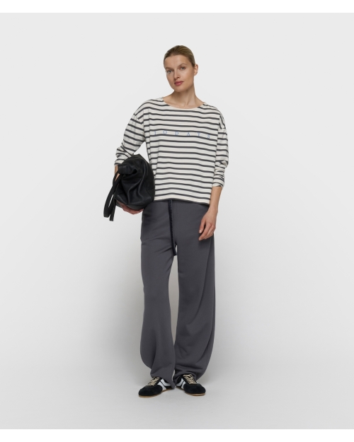 10 Days boat neck top stripes 3085 ecru/steel blue