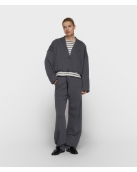 10 Days cropped cardigan fleece 1335 steel blue