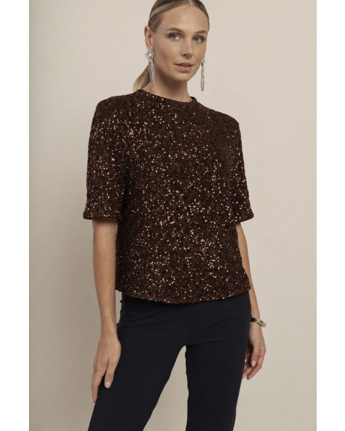 Studio Anneloes Princess sequins top 8700 espresso