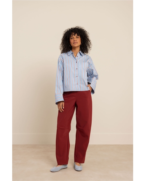 Studio Anneloes Marlis bonded barrel trousers 3900 red wine
