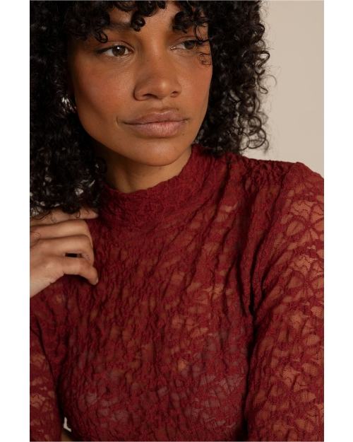 Studio Anneloes Reagan lace col top 3900 red wine