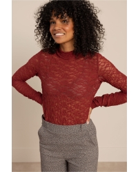 Studio Anneloes Reagan lace col top 3900 red wine