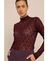 Studio Anneloes Reagan lace col top 4800 aubergine