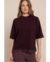 Studio Anneloes Fiore lace tee 4800 aubergine
