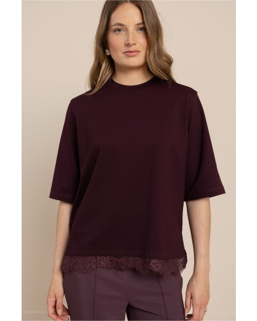 Studio Anneloes Fiore lace tee 4800 aubergine