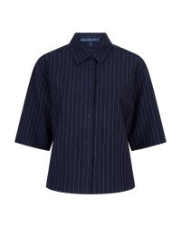 Red Button Nora blouse Pinstripe