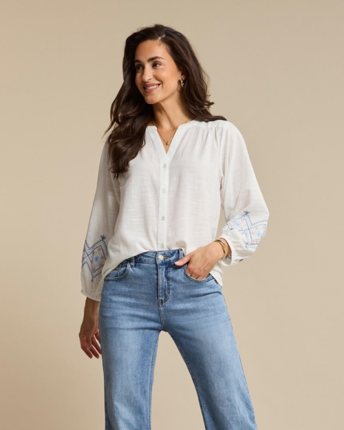 Red Button Blouse & Embroidery
