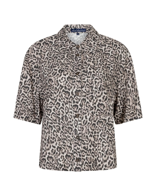 Red Button Nora Blouse Linen Leopard