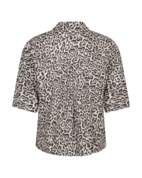 Red Button Nora Blouse Linen Leopard