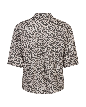 Red Button Nora Blouse Linen Leopard