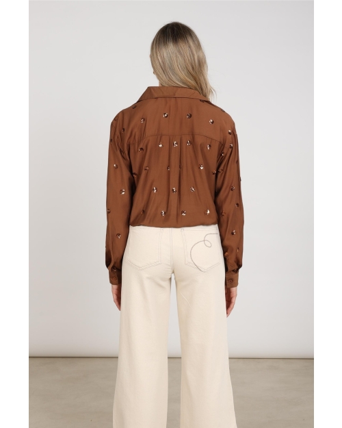 NUKUS Anika Blouse Paillet 385 espresso