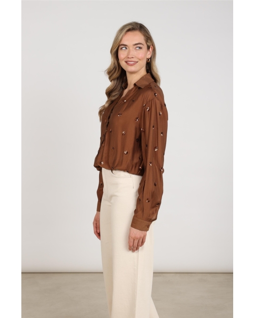 NUKUS Anika Blouse Paillet 385 espresso