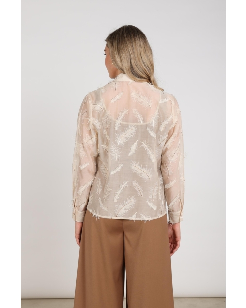 NUKUS Aysha Blouse Feathers 9 sand