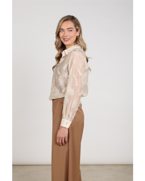 NUKUS Aysha Blouse Feathers 9 sand