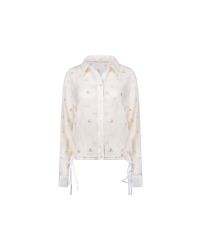 NUKUS Ally Blouse Square Embroidery 17 off white
