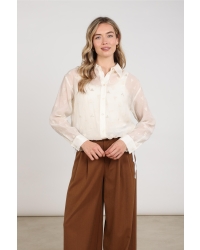 NUKUS Ally Blouse Square Embroidery 17 off white