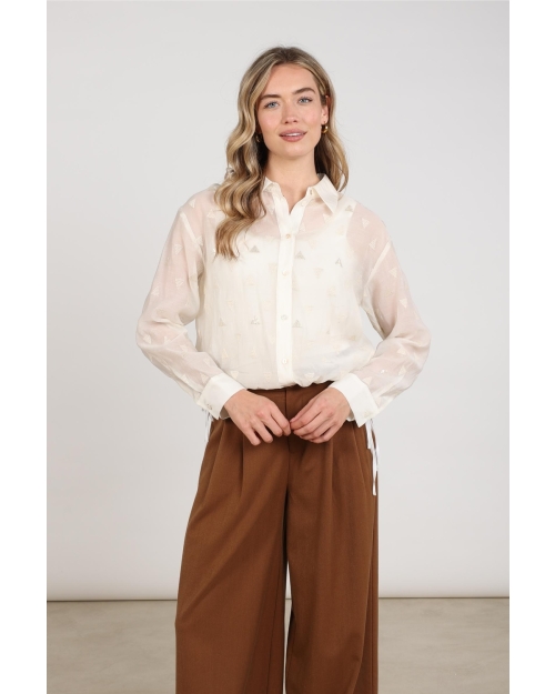 NUKUS Ally Blouse Square Embroidery 17 off white