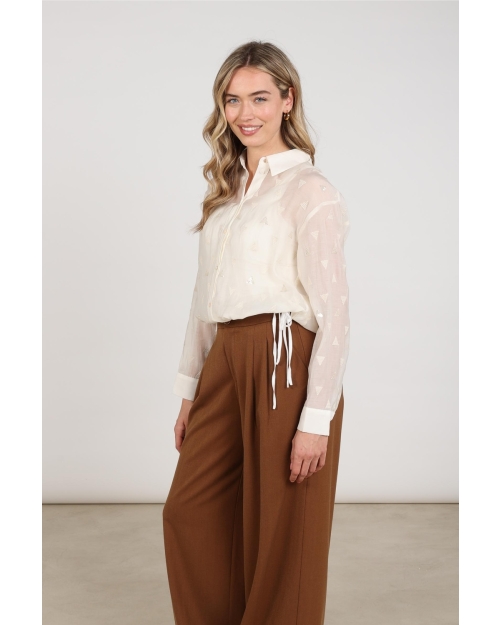 NUKUS Ally Blouse Square Embroidery 17 off white