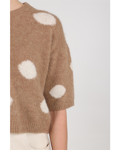 NUKUS Lara Pullover Dots 60 taupe